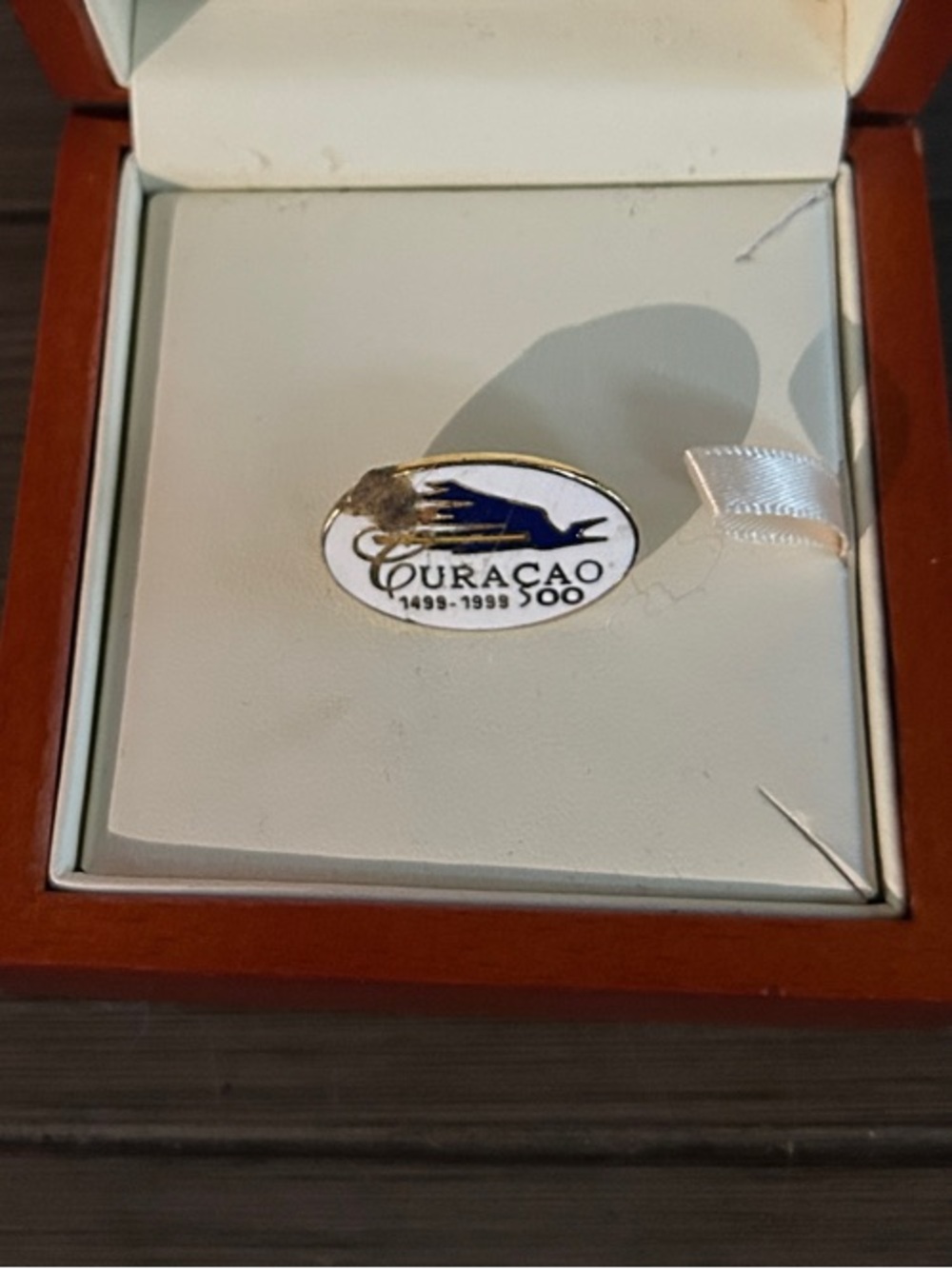 Curacao Commemorative Blue & White Enamel Cuff Link